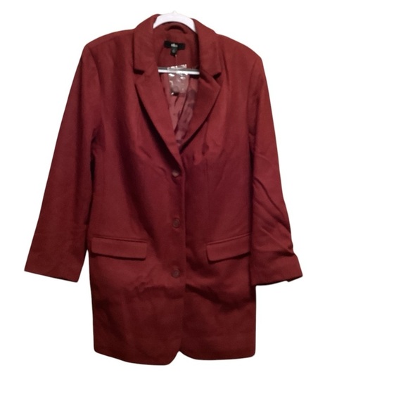 WOMENS ELLOS WOOL BLEND PEA COAT IN WINE. SIZE 22 - Picture 2 of 5